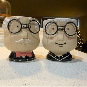 Pair of ceramic head planters